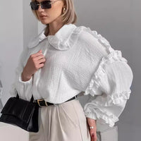 Women's Design Lace Loose Long-sleeved Shirt