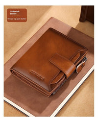 Men's Short Large Capacity Multiple Card Slots Multifunctional Zipper Small Wallet