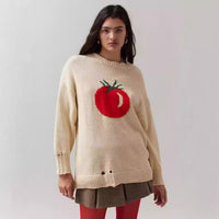 Women's Round Neck Sweater Loose-fitting Long Sleeve Sweater