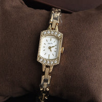 Vintage Square Watch For Women A Dainty Mini Square Design With A Wheat-sheaf Motif