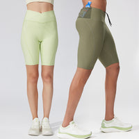 Men's And Women's Same High Elastic Multi-pocket High Waist Compression Shorts