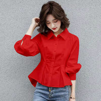 Women's Lapel Japanese-style Slim-fit Single-breasted Shirt