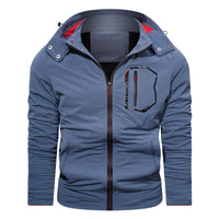 Hooded Men's Casual Coat Slim Solid Zipper Jacket