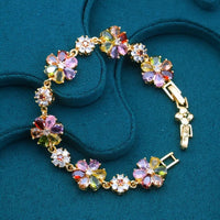 Four-leaf Flower Colorful Zircon Bracelet For Women