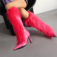 Womens Tassel Boots Stylish HighHeel Long Boots With A Side Zipper