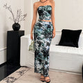 Sleeveless Printed Skirt Set Fashionable And Elegant Two-Piece Womens Outfit
