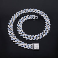 Mens Alloy Necklace With A Hinged Clasp And A Diamond-Patterned Powder-Blue Diamond Pendant