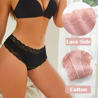 Rib Cotton Underwear Lace Sexy Pure Mid-waist French Style Women's Briefs