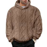 Men's Casual Jacquard Double-Sided Fleece Hoodie Top
