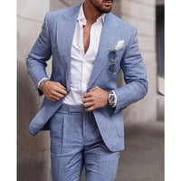 Men's Large Single Row One Button Solid Color Suit Two-piece Set