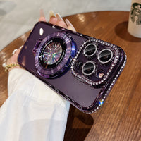 New Magnetic Bracket Rhinestone Frame Phone Case