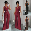 Sleeveless Blazer And Straight-leg Pants Two-piece Set