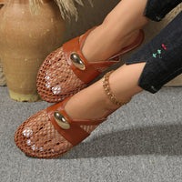 Womens Flat Mesh-toe Slip-on Slippers