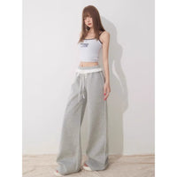 Womens High-waisted Straight-leg Pants With Lace Trim And Patchwork