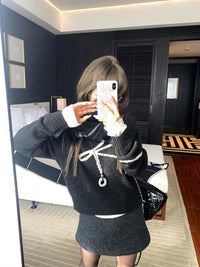 Full Score All-match Bow Pullover Sweater