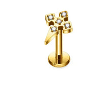 G23 Titanium Alloy Tongue Pin Thread Personality Rose Ear Bone Stud