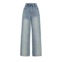 Niche High-waisted Wide-leg Pants With A Curled Hem For Women