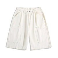 Workwear Rivet Cropped Pants Casual Wide-leg Shorts