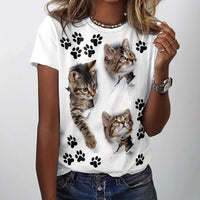 3D-printed Chic Casual Womens Short-sleeve Crewneck T-shirt