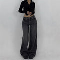 European And American Wide Leg Super Long Mop Jeans