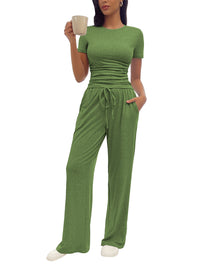Women's Fashion Casual Pleated Short-Sleeve Set