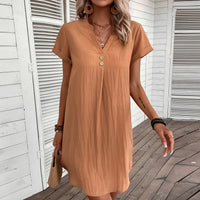 Solid-color Casual Dress Loose-fitting And Slimming