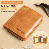 Men's Short Leather Large Capacity Leather Horizontal Wallet