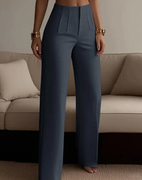 Women's Pleated Casual High-Waist Solid-Color Suit Pants