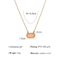 Oval Versatile Necklace For Women Square Pendant With Inlay