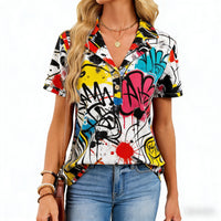 European And American Womens Summer Fashion Polka-Dot T-Shirt Printed Top