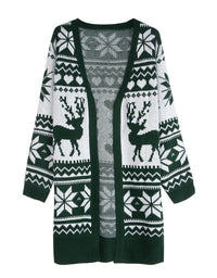 Elk Snowflake Embroidered Knitted Cardigan Coat For Women