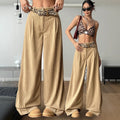 Women's High-waisted Vertical-striped Wide-leg Pants