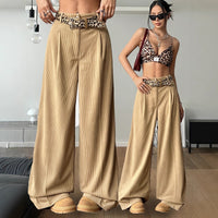 Women's High-waisted Vertical-striped Wide-leg Pants