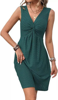 V-neck Knotted Ruched Waist Leopard Print Dress