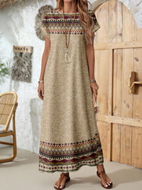 Printed Short-sleeve Crew-neck Dress Women's Clothing