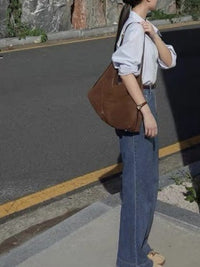 Matte Retro Commuter Tote Handbag Shoulder Bag