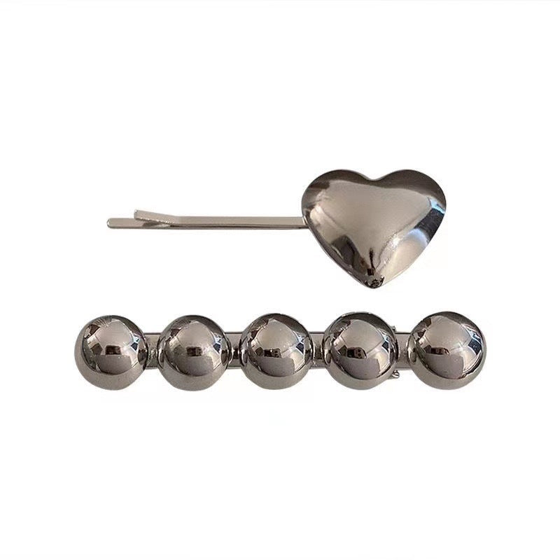 High Sense Metal Heart Hair Clip Simple