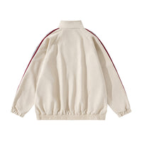 Three Bars Sports Loose Stand Collar Coat Men