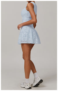 Nude Feel Dress Stitching Mesh Breathable Zipper Dress