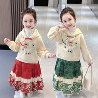Children's Fleece-lined Thickened Horse-face Skirt Suit