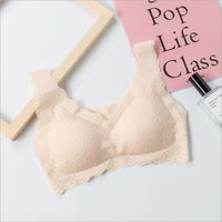 Japanese Sloggi Full Lace Underwear Defen An Gathered Wireless Sexy Beauty Back Anti-drooping Yoga Bra