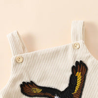 Embroidered Eagle Print Sling Romper