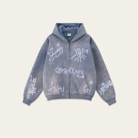 Retro High-grade Graffiti Long-sleeved Knitted Cardigan