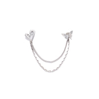 Hollow Heart & Butterfly Tassel Brooch, Minimalist Versatile Lapel Pin, Anti-Exposure Accessory For Suits & Dresses, Elegant Fashion Jewelry
