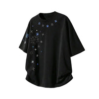 Men's Cotton Loose-Fit Short-Sleeve T-Shirt With Snowflake Print