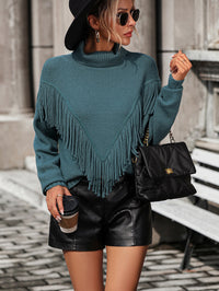 Loose-fitting Tassel Turtleneck Sweater