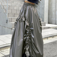 Drawstring Wooden Ear Umbrella Skirt