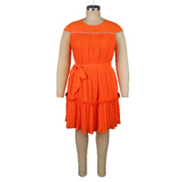 Flesh Mcovering Ruffled Trim Lace Up Dress