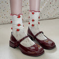 Womens Shallow Simple French-Style Retro Chunky-Heel Pumps