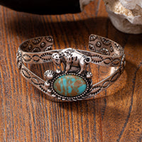 Retro Western-style Denim Turquoise Decorative Open Bracelet